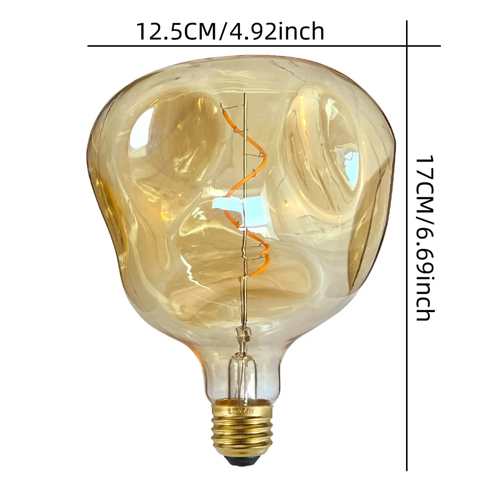 TIANFAN Edison Led Bulb Special Shaped Alien G125 4W Dimmable 220-240V E27 Decorative Light Bulb Amber Super Warm