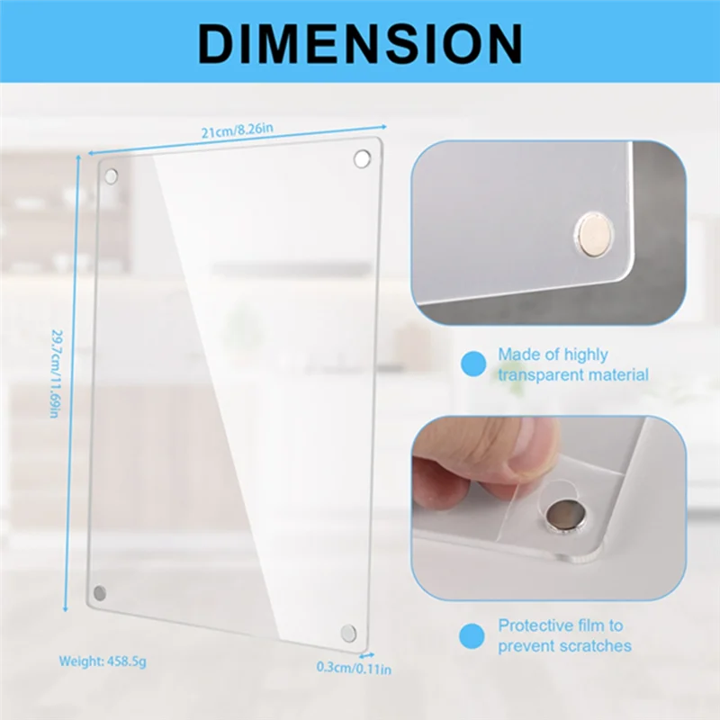 Dimensional Magnetic Transparent Acrylic Weekly Plan Notes Message Board Erasable DIY Magnetic Refrigerator Sticker-POS