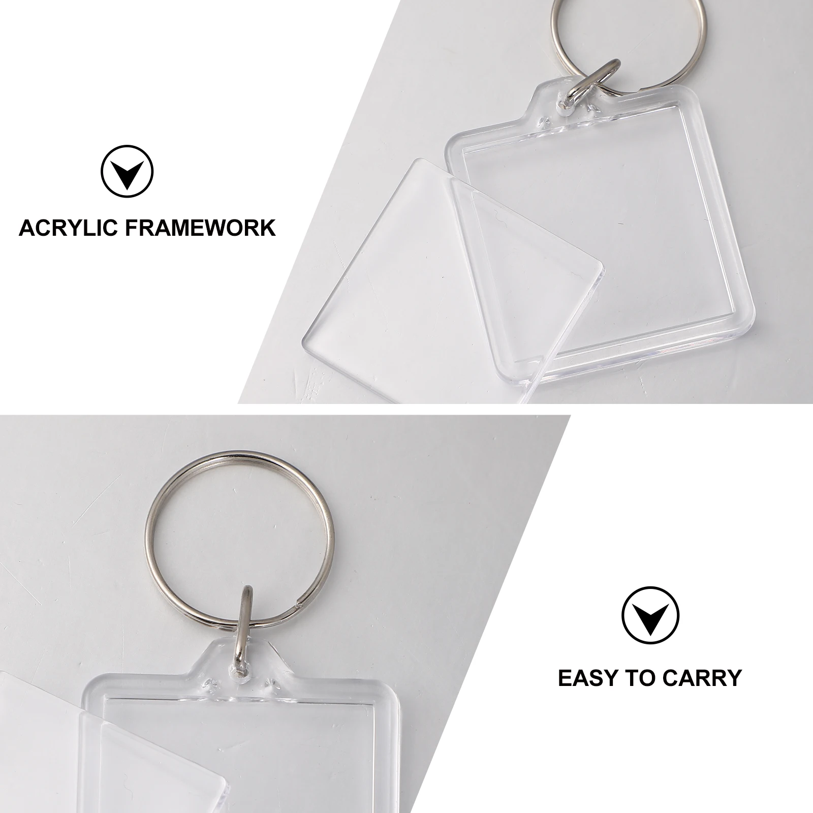

30 pcs Photo Frame Keychains Transparent Acrylic Square Diy Props For Bag Pendant Accessories Luggage Decorations Key Adornments