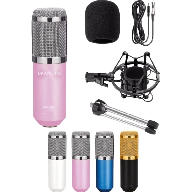 New BM-800 Condenser Microphone Karaoke Studio Live Streaming KTV Mic For Radio Braodcasting Singing Recording Computer Webcast