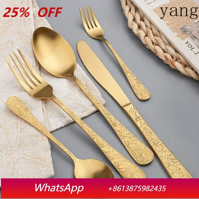 

24pcs Golden Spoon Knife Fork Set Luxury Stainless Steel Tableware Set High-end Retro Complete Cutlery for 6 People Home Decor
