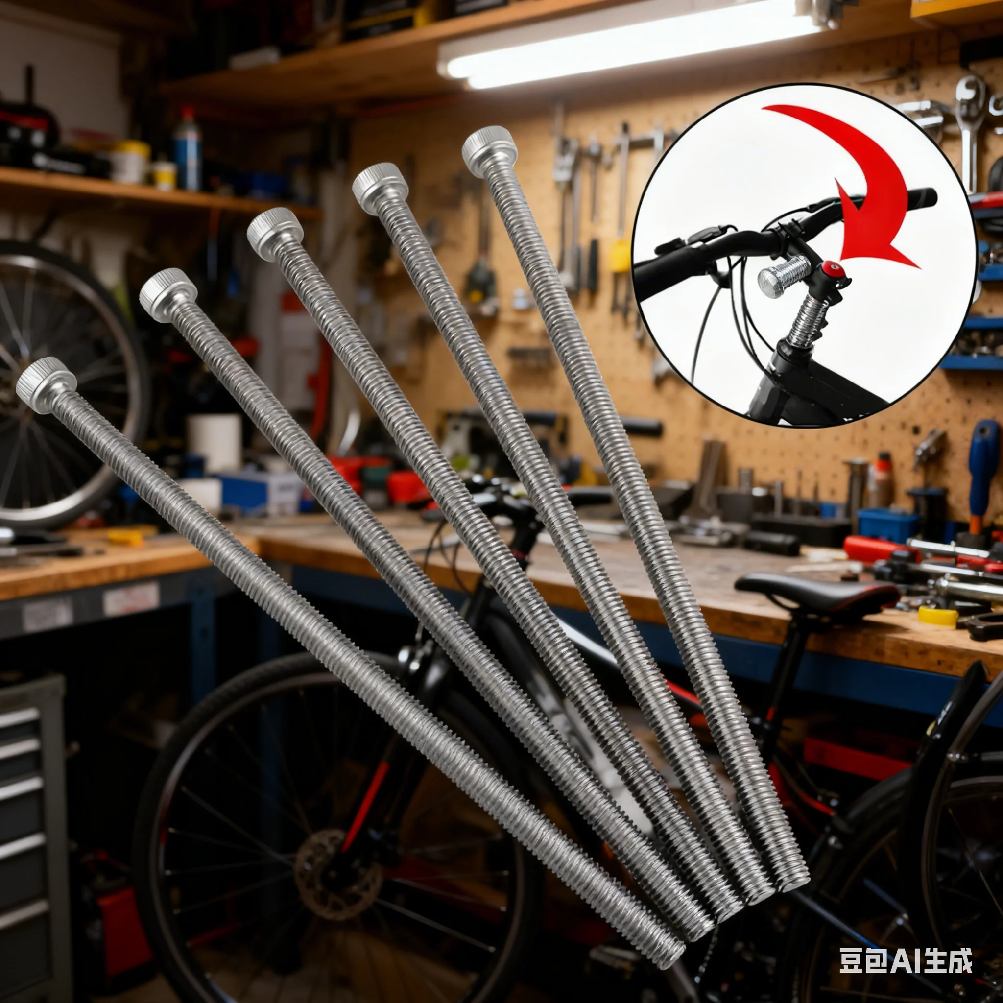 

5pcs Mountain Bike Stem Adapter Bolts M6 156mm Stainless Steel Riser Screws Bicycle Head Booster Screw Replace Accessories