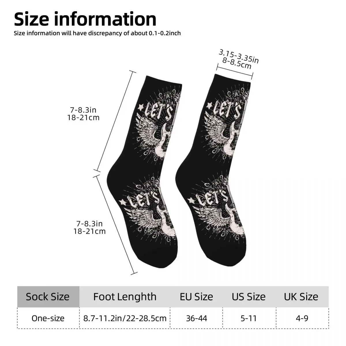 Hip Hop Retro Rock Music Crazy Men's Socks Unisex Street Style Seamless Printed Novelty Crew Sock Boys Gift