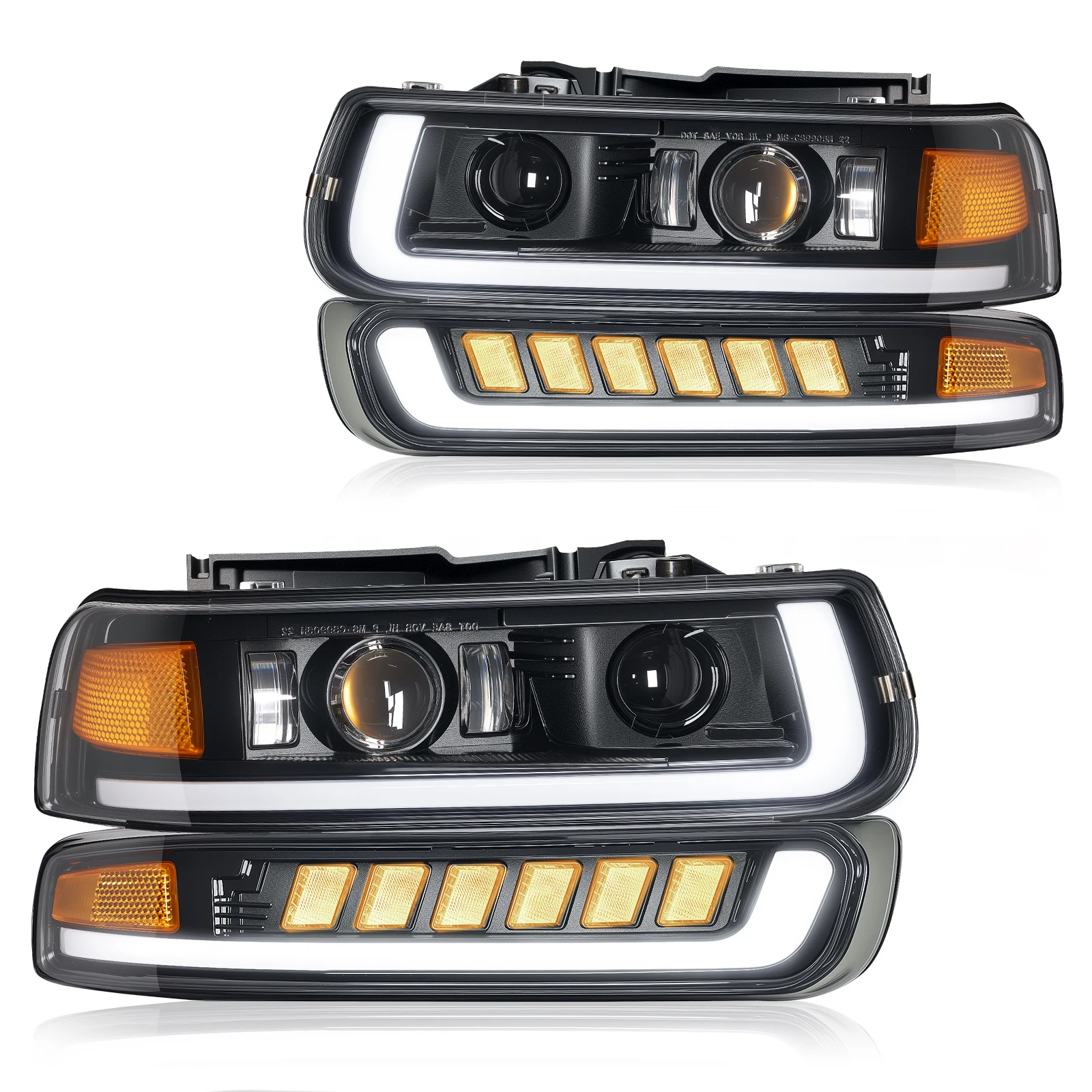 

Светодиодные фары в сборе для Chevy Silverado 2000-2002 годов 1999-2006 Chevy Suburban Tahoe DRL, указатель поворота Hi/Low Beam