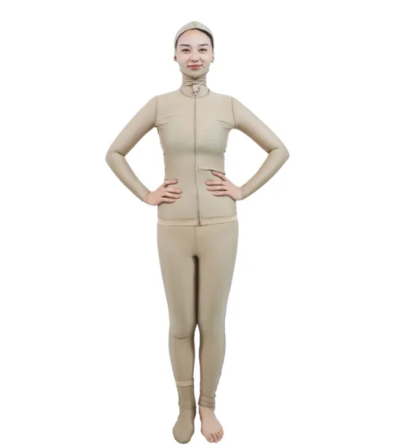 Customizable Relaxable preventative high stretch elastane compression garment for varicose veins, customizable