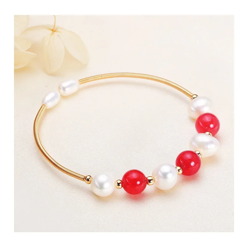 

Winding Freshwater Pearl Opening Bracelet Fashion Light Luxury Temperament High-end Bracelet New Pearl Jewelry