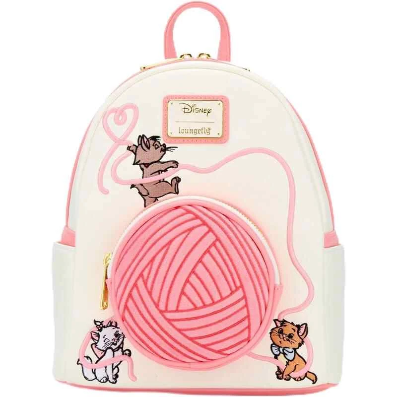 New The Aristocats Yarn Ball Marie Cat Cosplay Womens Double Strap Shoulder Bag Purse Mini Backpack view 2