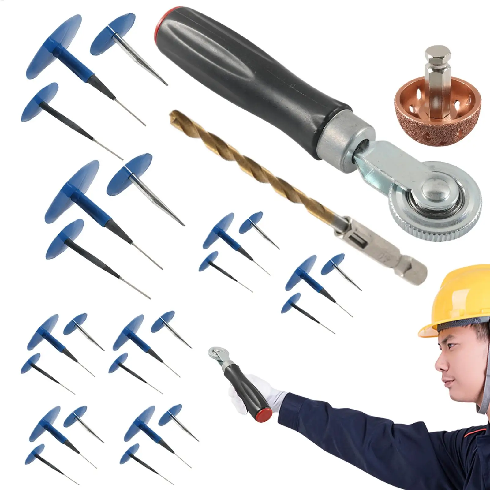 

Car Tire Mushroom Plug Kit Tire Patch Roller Mushroom Shaped Plug Patch Auto Tubeless Tyre Puncture Repair Kit