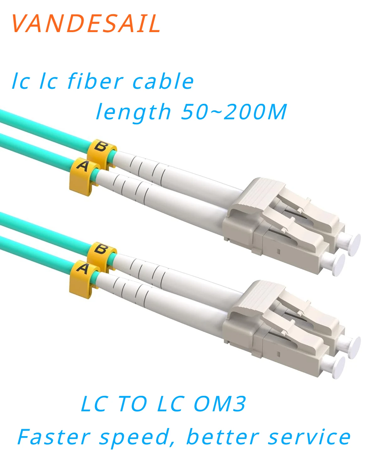 

VANDESAIL LC LC OM3 cable fibra optica Outdoor Internet Patch Cables Duplex Multimode LSZH Jacket 50m150m 200m 125m