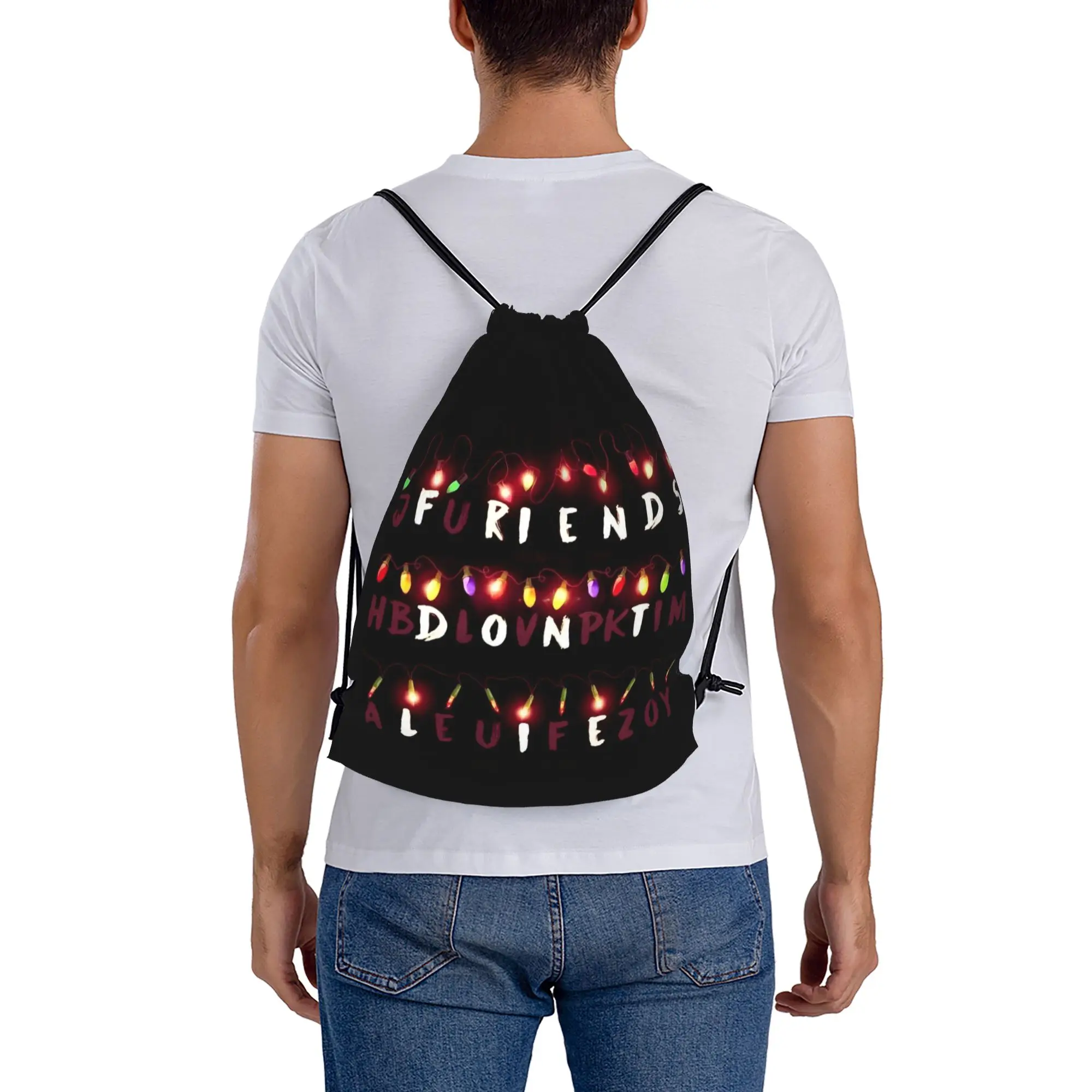 Friends don't lie 9 ST Portable Travel Drawstring Backpack Riding Backpack Gym Clothes Drawstring Bags