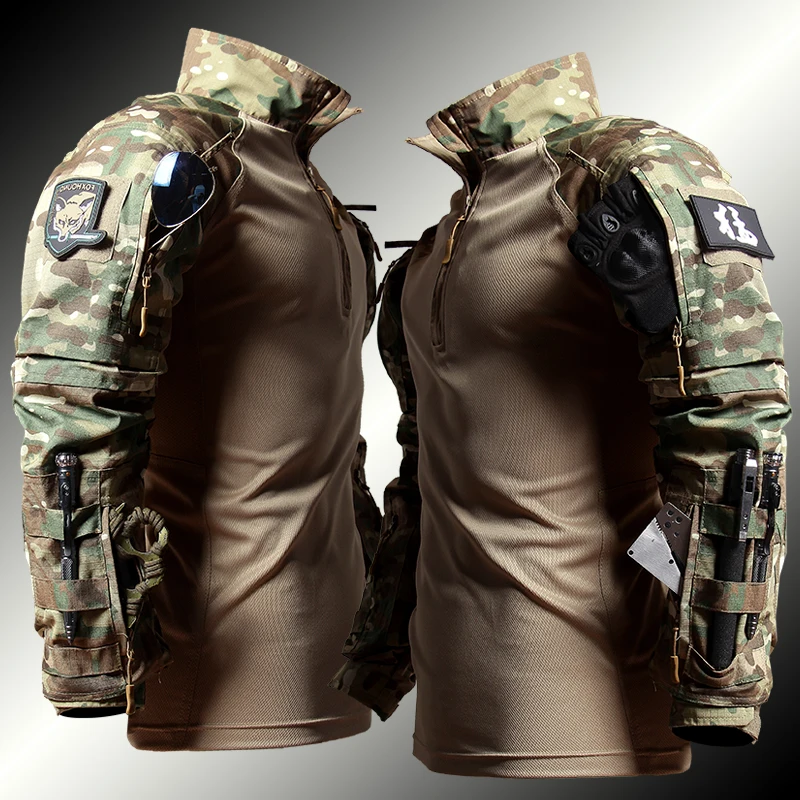 Uniform Set Men Tactical Frog Suit Airsoft Clothes SWAT Paintball Shirt+pants 2 Pieces Sets Army Assault Police Pants - view 2