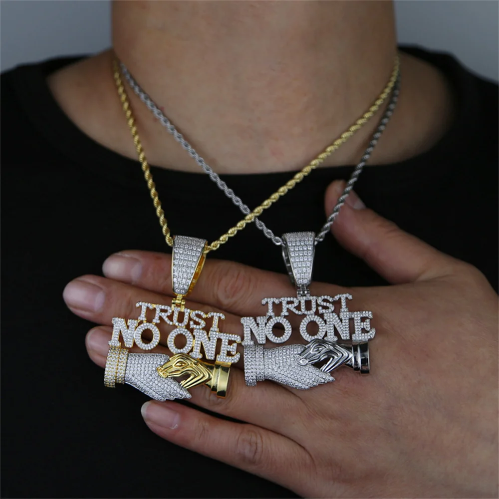 

ns New Style Hip-hop Men's Necklace with TRUST NO ONE Letter Pendant