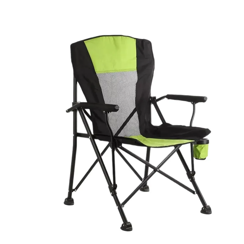 

Portable 600D Oxford Cloth Metal Frame Folding Camping Chair Lightweight Armrest Cup Holder Eco-Friendly Outdoor Furniture