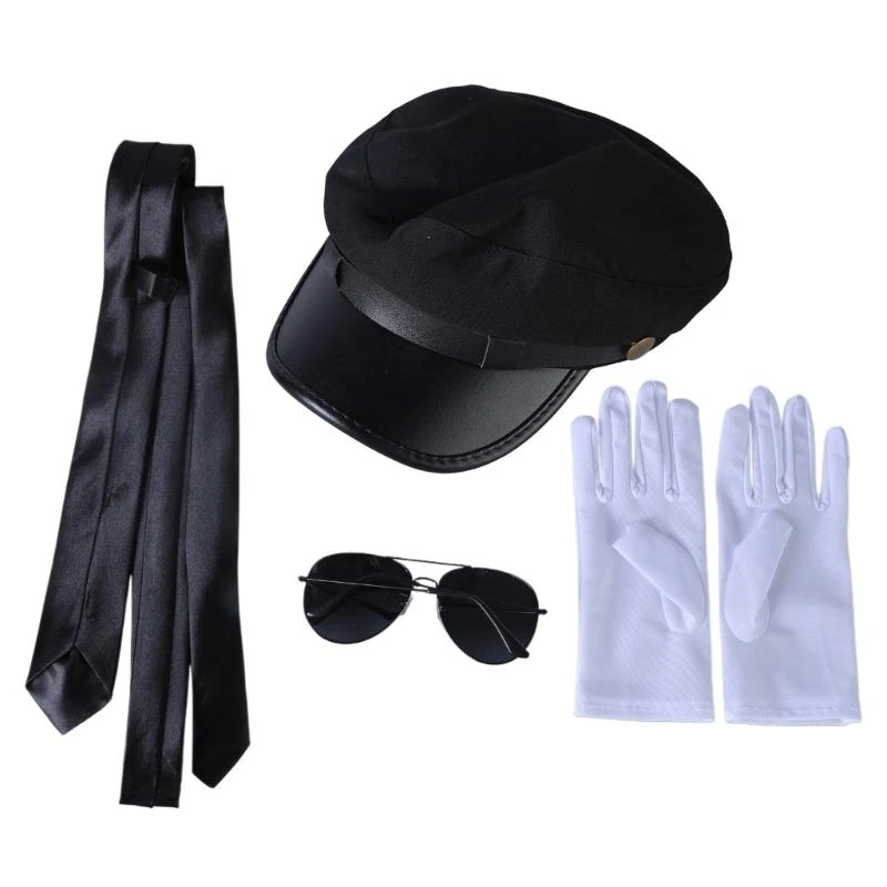  Chauffeur Suit Bowtie Eyeglasses and Gloves Set for Halloween Photo Props