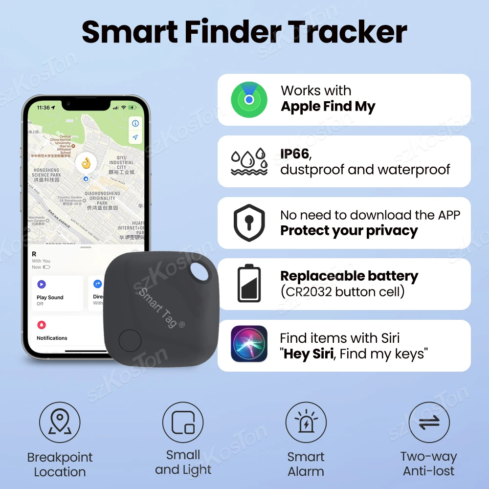 Smart Tag Bluetooth-compatible Pet GPS Tracker Mini Anti-loss Device for Wallet Kids Dog Key Finder Only IOS Find My App