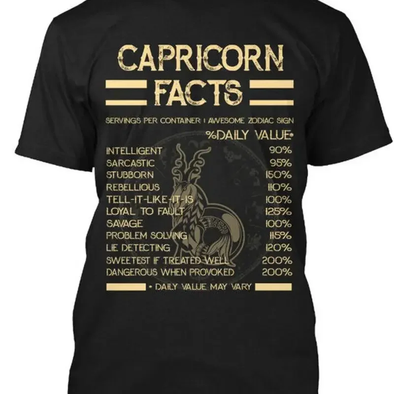 Capricorn Birthday Zodiac Facts Funny Servings Per T Shirt Made in USA S to 5XL