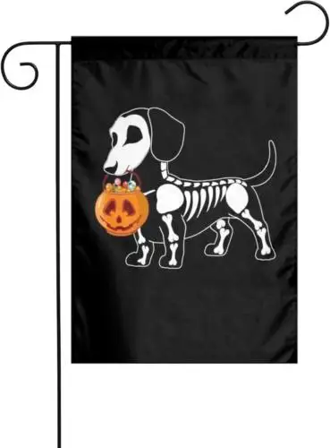 Halloween Dachshund Dog Garden Flag Vertical Double Sided 12.5X18 Inch for Outdo