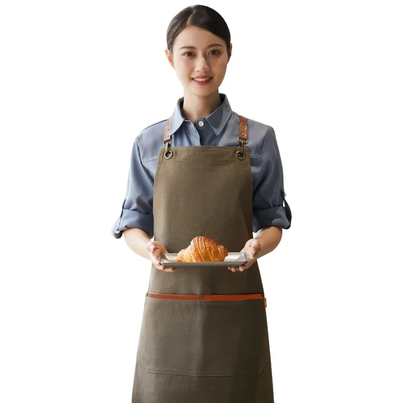 Stain Apron  Oil Pure Aprons Men's Kitchen High-end Japanese-style And Women's Work Supermarket Proof Nail Cotton Clothes