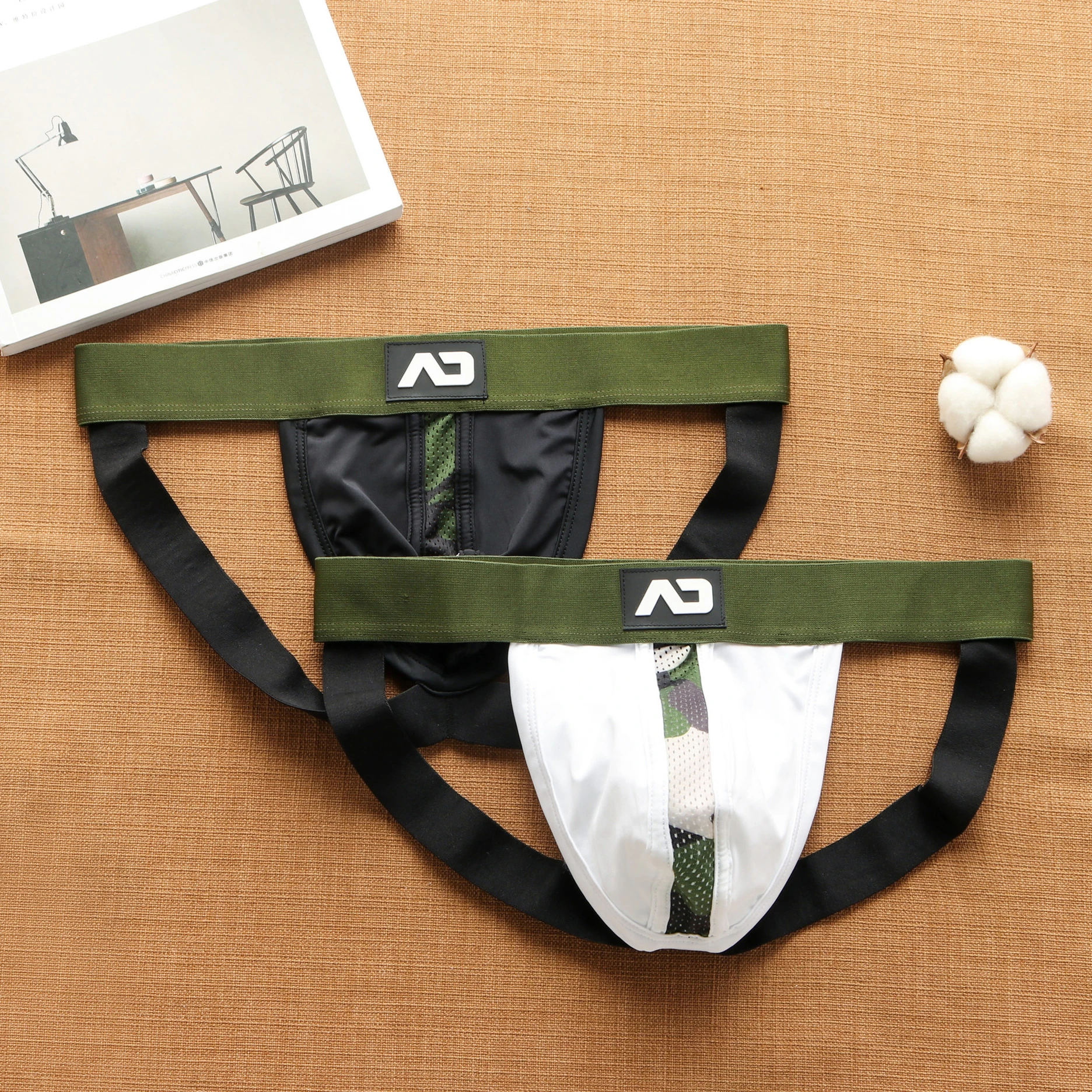 

addicted new men's thong Milk mesh stitching low waist underwear independent pouch stretch fashion trend double thong pants