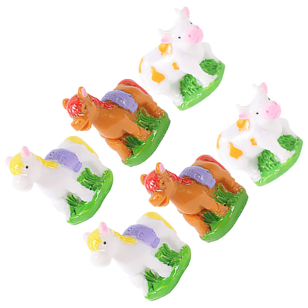 

6pcs Miniature Figurines For Garden Yard Decor Resin Craft Ornament Horse Statue Landscaping Statues Collection
