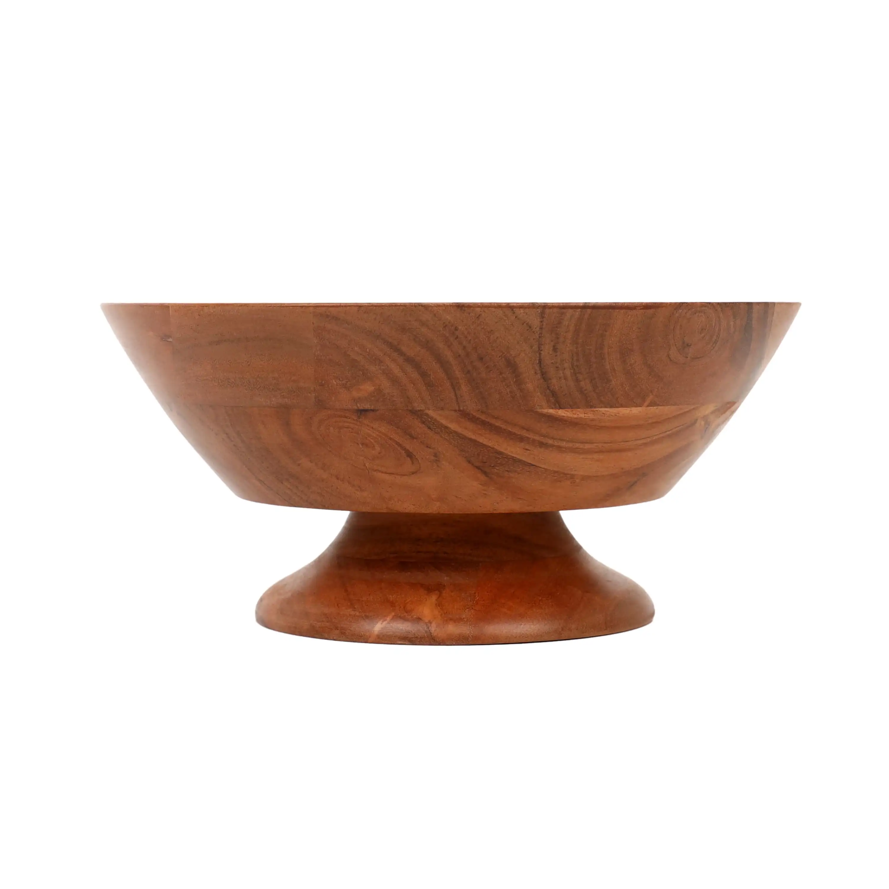 

Natural Acacia Wood Footed Serving Bowl for Fruit Snacks Salad