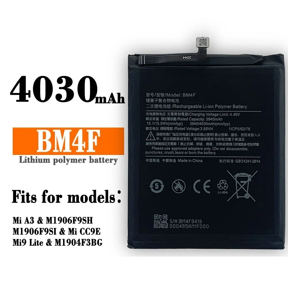 

BM4F 4030mAh Battery For Xiaomi Mi A3 M1906F9SH CC9e CC9 Mi 9 Lite M1906F9SI M1904F3BG Phone Replacement Bateria