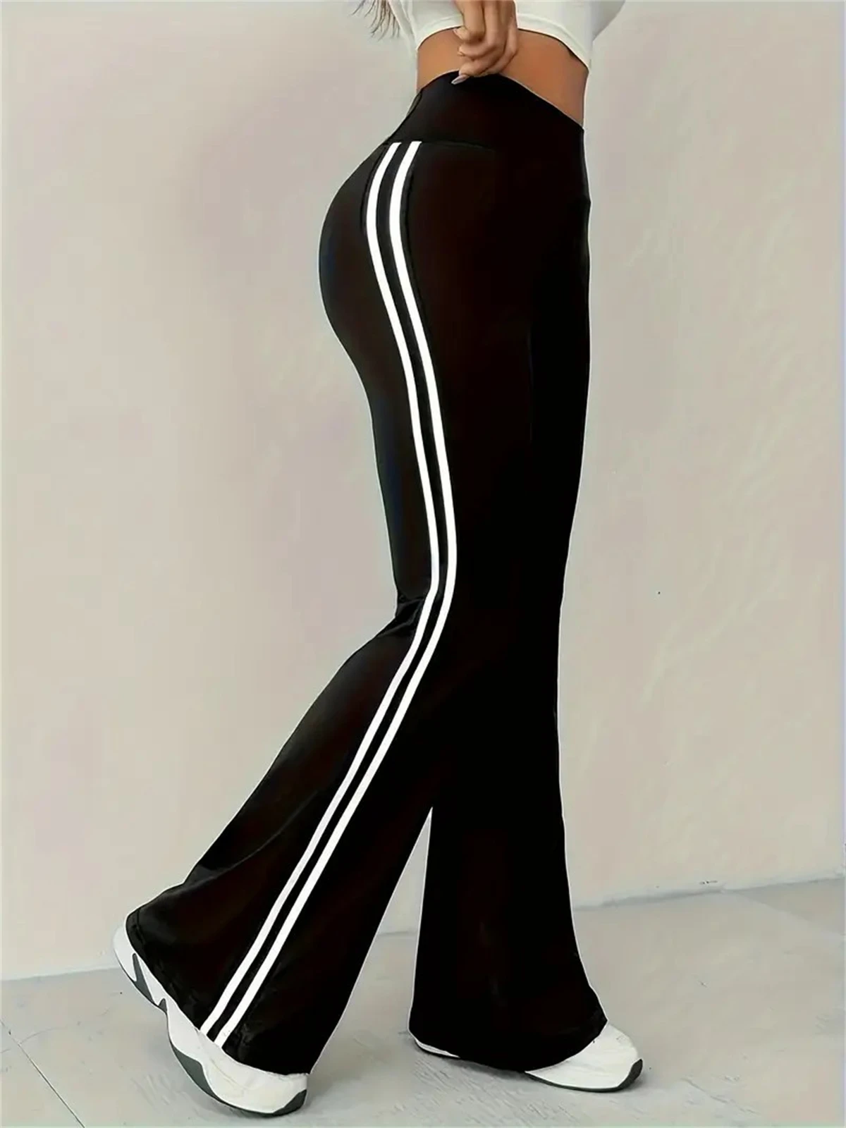 Frauen Dünne Beiläufige Flare Hosen Hohe Taille Mode Micro Pull Hosen 2025, Frühling Sommer Weibliche Outfit Hose Straße Chic kleidung – Detail 5