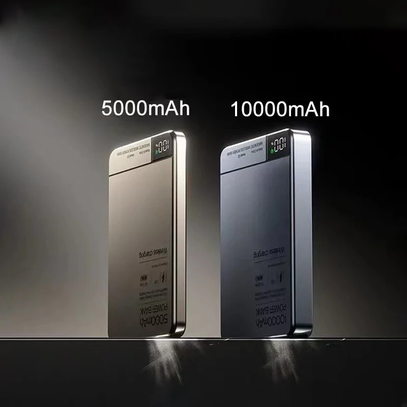 Magnetic Wireless Power Bank, 5000/10000mAh Ultra-Slim Portable Charger, 15W Fast Charging with PD 20W, Intelligent Digital Disp