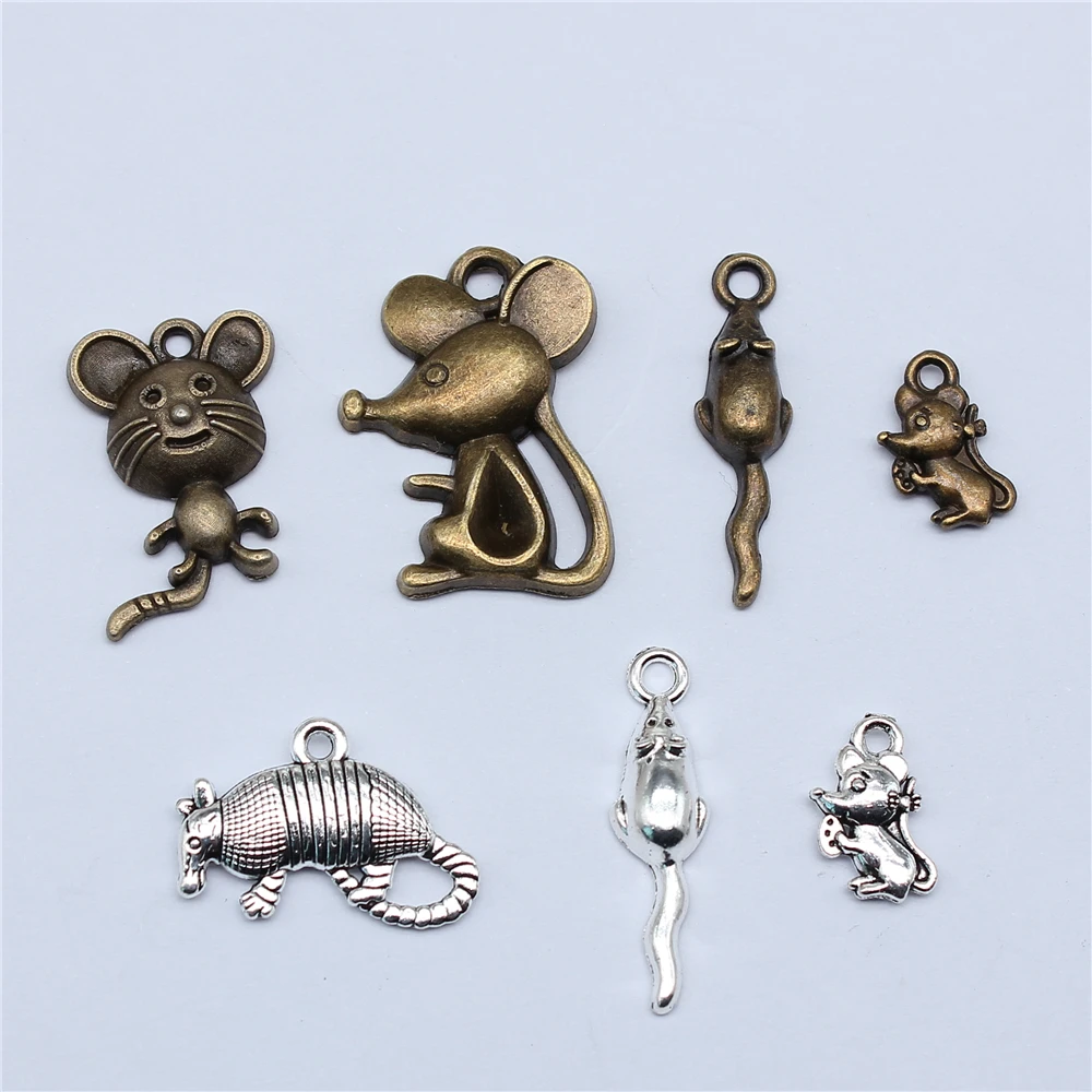 20pcs Mouse Rat Charms Animal Charms For DIY Jewelry Making