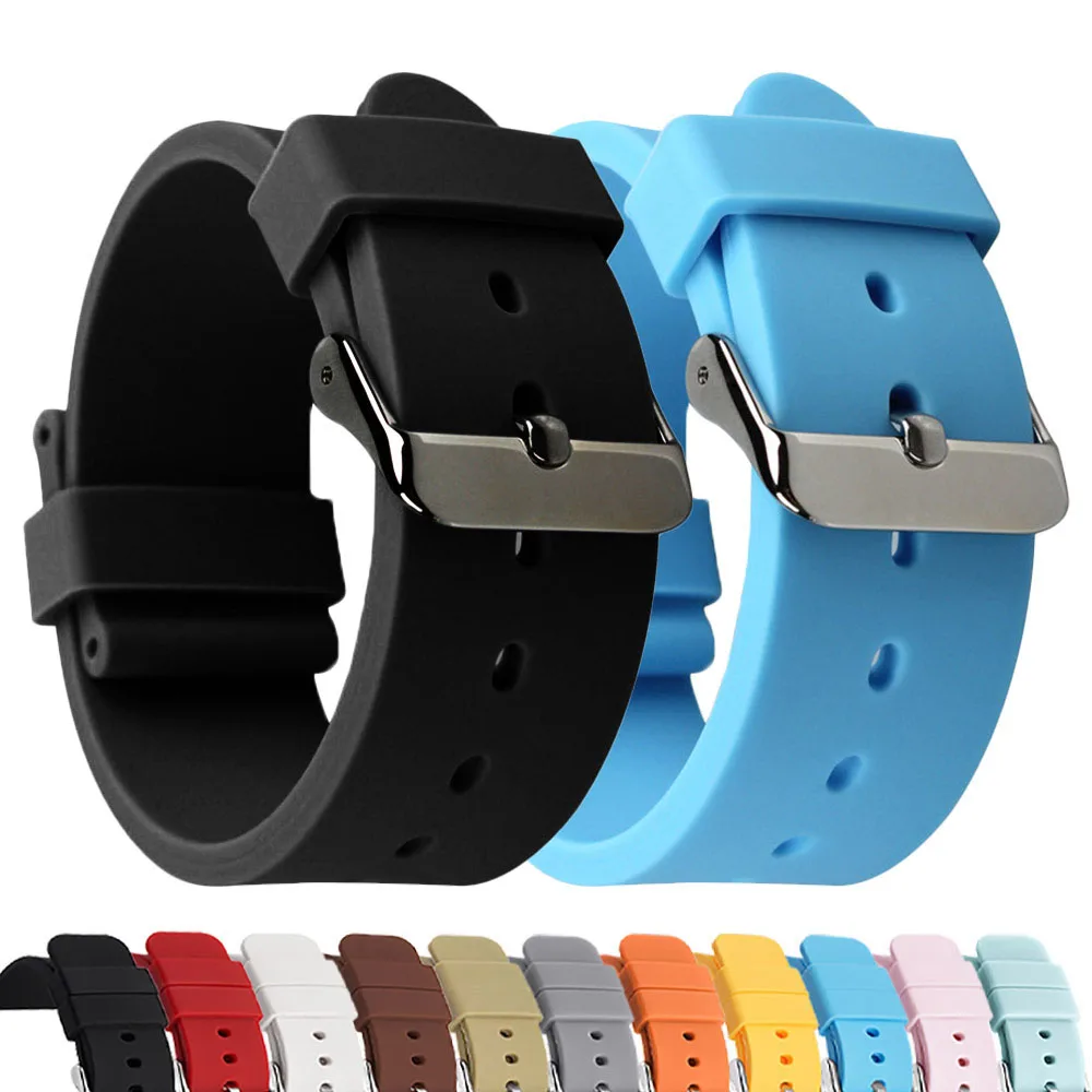 Silicone Strap 12mm 14mm 16mm 18mm 20mm 22mm 24mm Watch Bands for Omega for Huawei Gt2/3/4 for Samsung Rubber Bracelet for Seiko