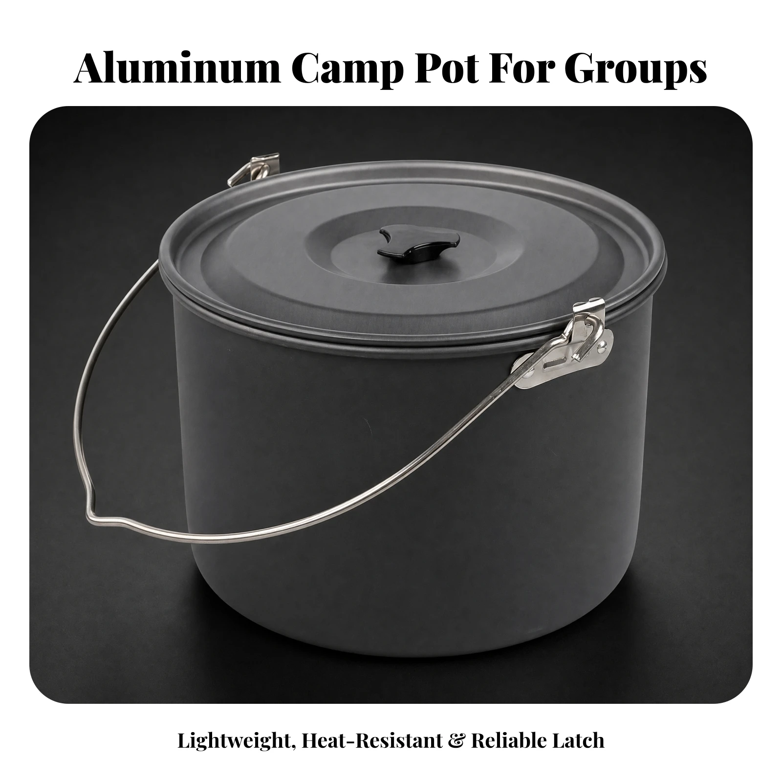 Hanging Cooking Pot with Lid Lightweight Campfire Cooking Pot Cookware Heavy-Duty Even Heating for Campers