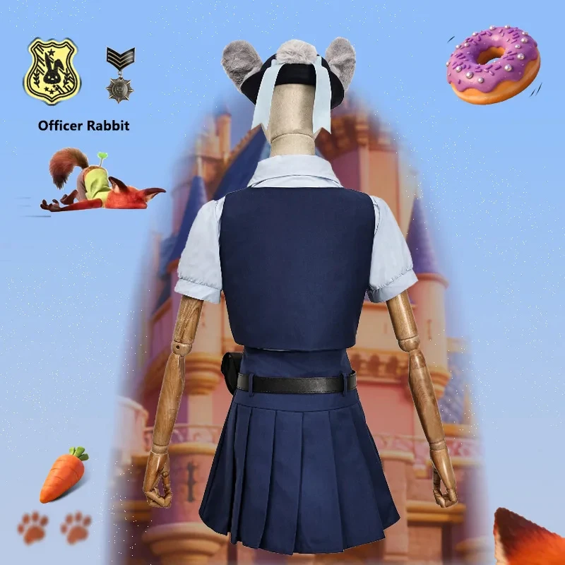 

▶❤Judy Hopps Cosplay Dress Zootopia Bunny Costume for Women Carnival Party Outfit Police Rabbit Halloween Cosplay Premium Role❤◀