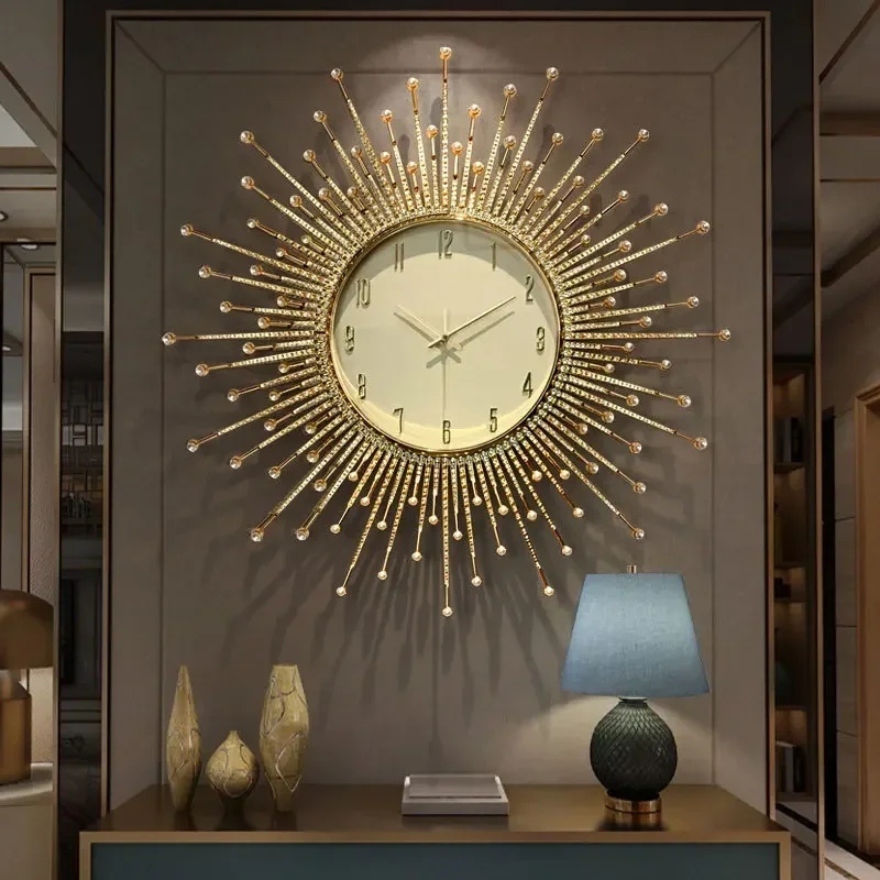 European Luxury Sun Wall Clock Living Room Porch Modern Fashion Decoration Clock Simple Household Creative Personality Clock