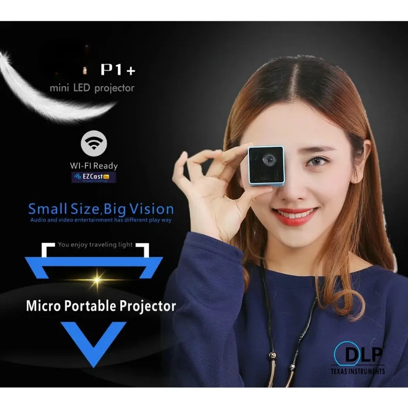 UNIC P1S WIFI جيب لاسلكي DLP جهاز عرض صغير محمول 40 Ansi Lumens Micro Miracast DLNA جهاز عرض فيديو UNIC P1 + H Wifi