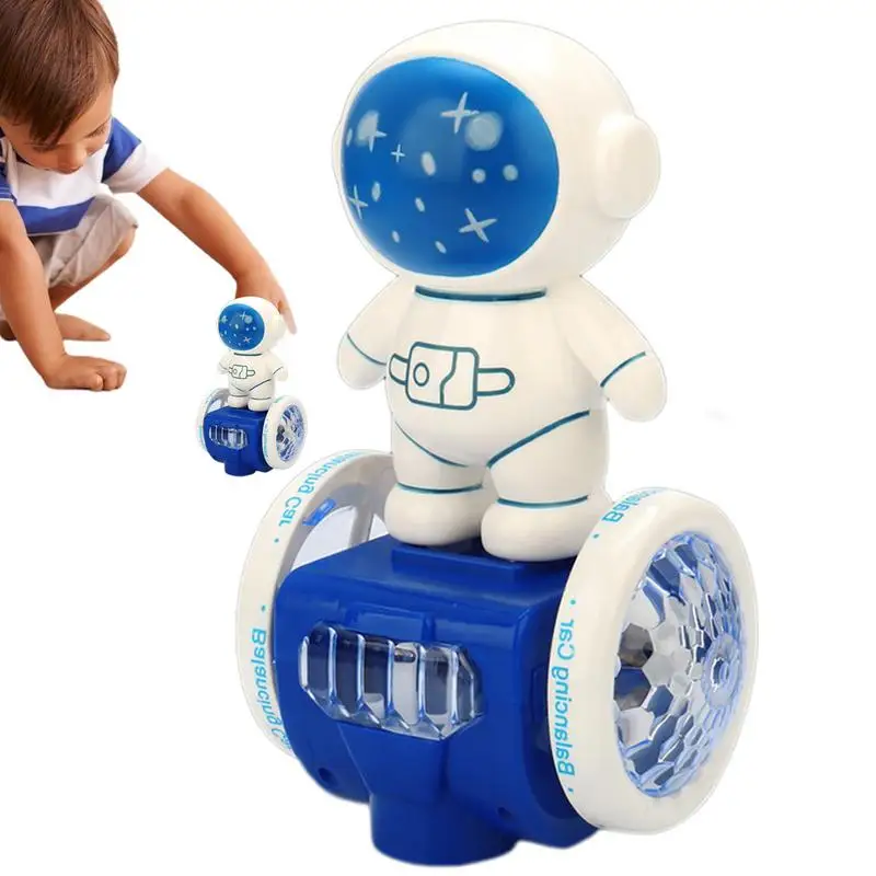 Illumina i giocattoli per bambini Musica elettrica Astronauta Equilibrio Auto giocattolo Auto illuminata attivata dal movimento per bambini Luce colorata Pressa e