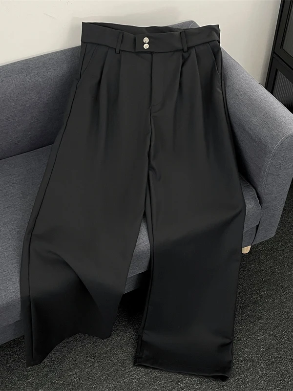 

Men's Pure Color Wide Leg Casual Pants Summer New Sle Drapey Straight Tube Floor-Length Suit Pants Cool Sle Casual Wear