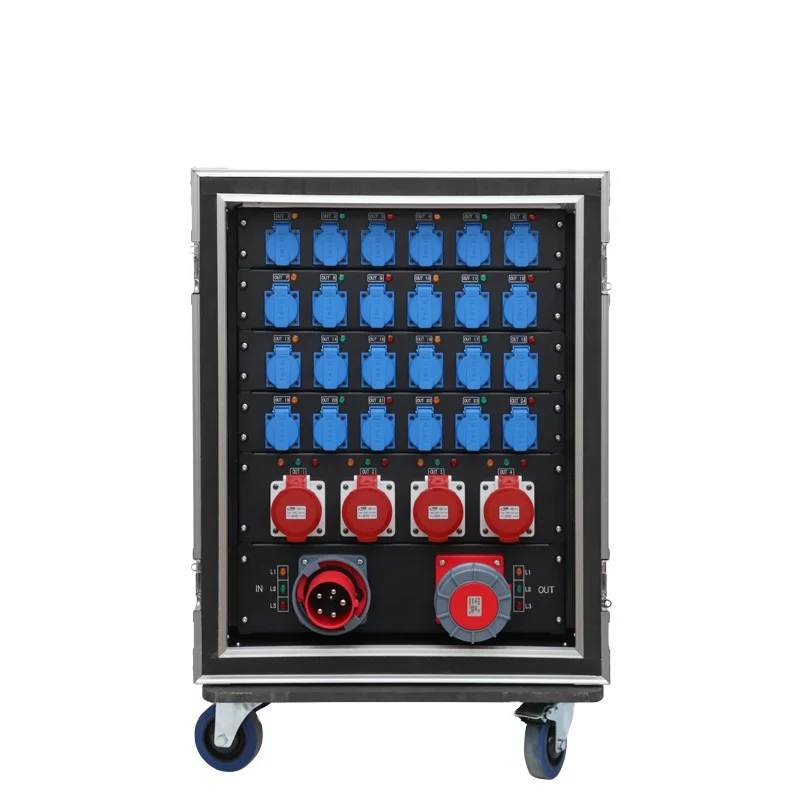 

W-22 63A 5pin Power Distribution Box EU Plug Input Output Stage 24 Road 16A 4 Road 32A for Power Distribution Equipment