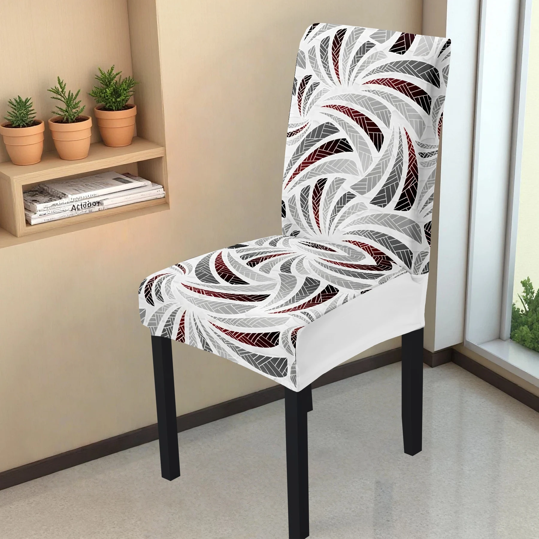 

2026 New Elastic Full - Coverage Chair Cover, Stylish Abstract Wave Pattern Print, Summer Outdoor & Indoor