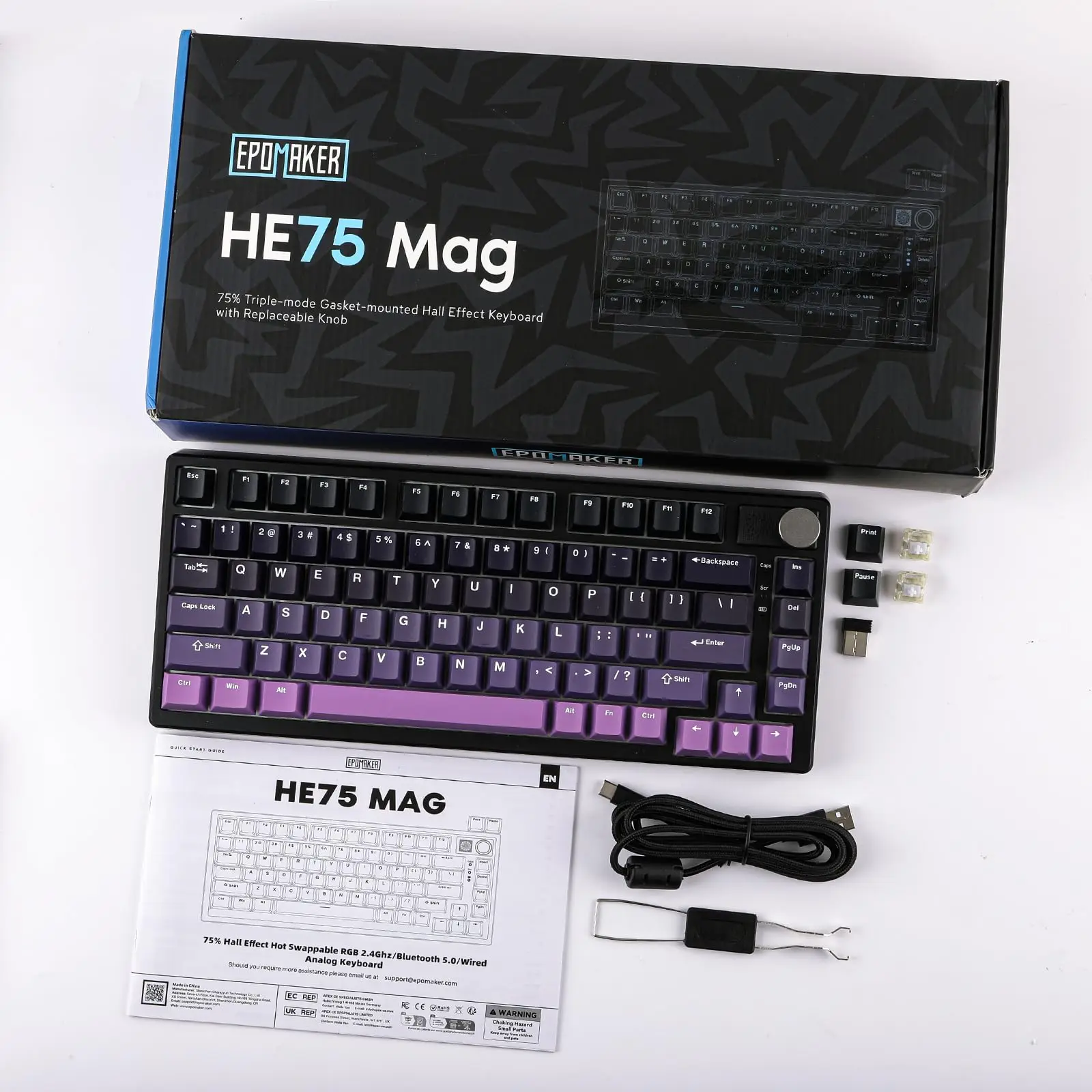 EPOMAKER HE75 Mag 75% Hot-Swap Gasket-Mounted Wired/Bluetooth/2.4GHz Wireless Mechanical Keyboard with RGB Backlight for Mac/WIN - Image 6