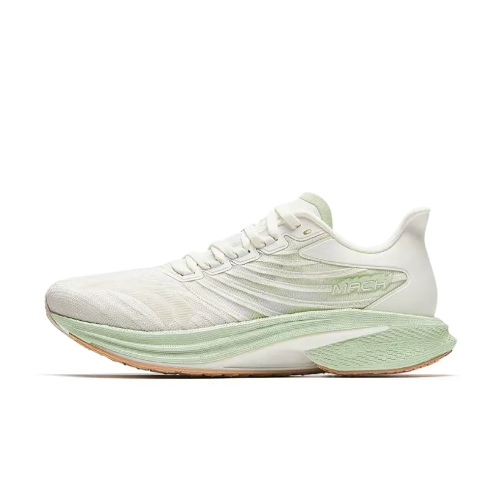 Anta MACH 4.0 Comfort Low-Top Nitro Technology Training and Racing Running Shoes for Women, White/Green, 122415583-6