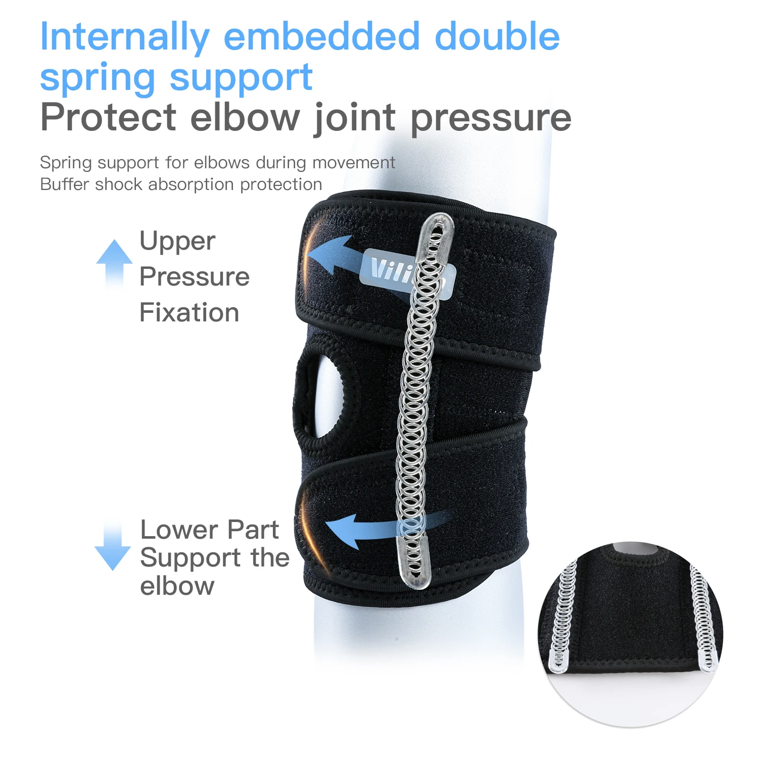 1PCS Adjustable Elbow Support Wrap Brace Pad Strong Basketball Sports Elastic Elbow Injury Pain Relief Protector