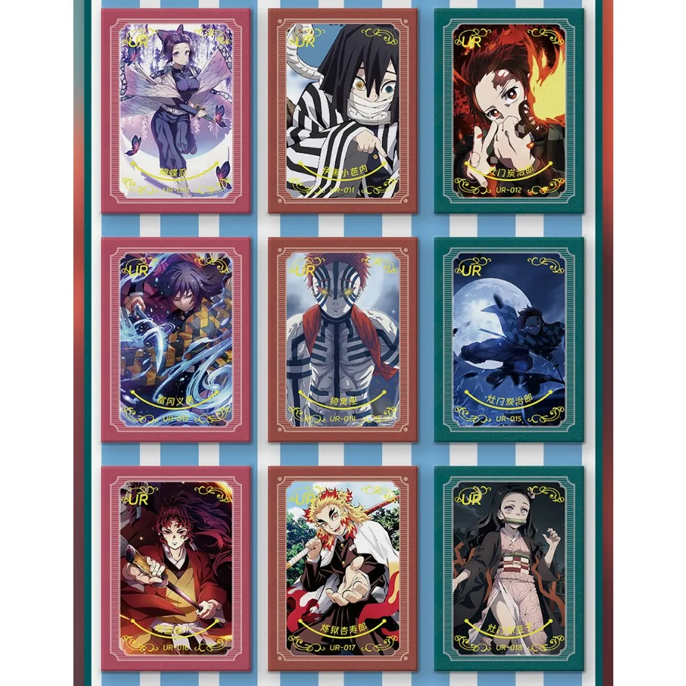 New Demon Slayer Cards Collection Kamado Nezuko Kochou Shinobu Anime Q-version Cute Adorkable Character QR Cards Kids Toys Gifts