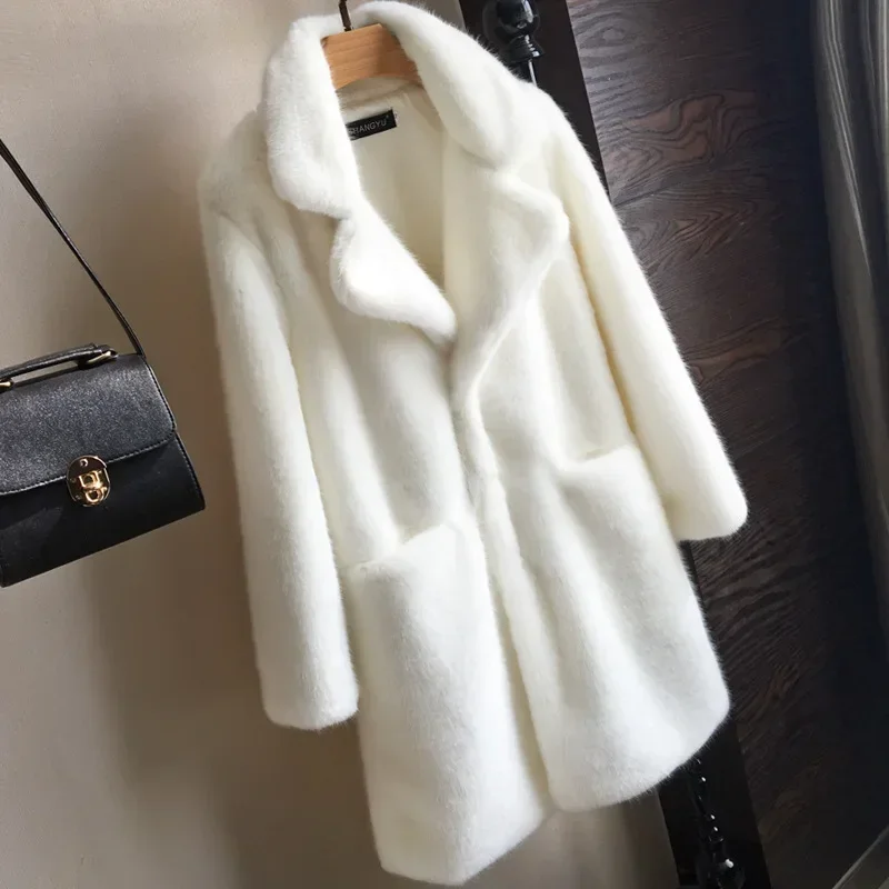 Lmitation Mink Plush Fur Coat Female 2021 Winter Thick High end Rex Rabbit Hair Fur Coats Plus size Warm Women Faux Fur Coats