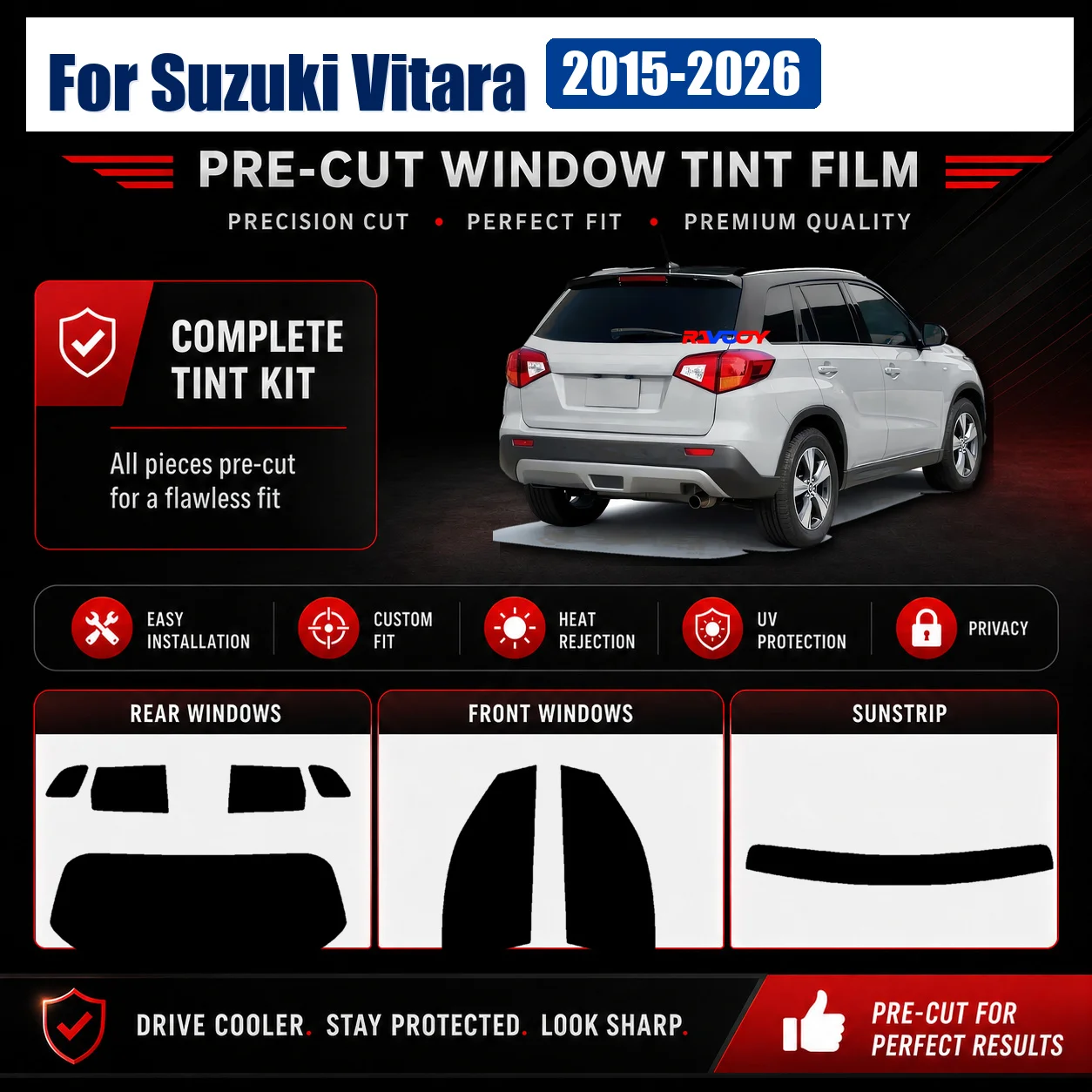For Suzuki Vitara 2015-2026 Precut Tint Film Tinted Complete Window RAVOOY Heat Reject
