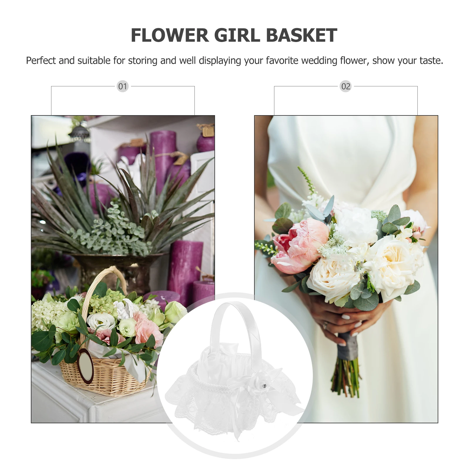 

Rustic Rattan For Wedding Party Bride Flower Girl Elegant Storage Basket Small Petal Handheld Basket Wedding Decor Flower Girl