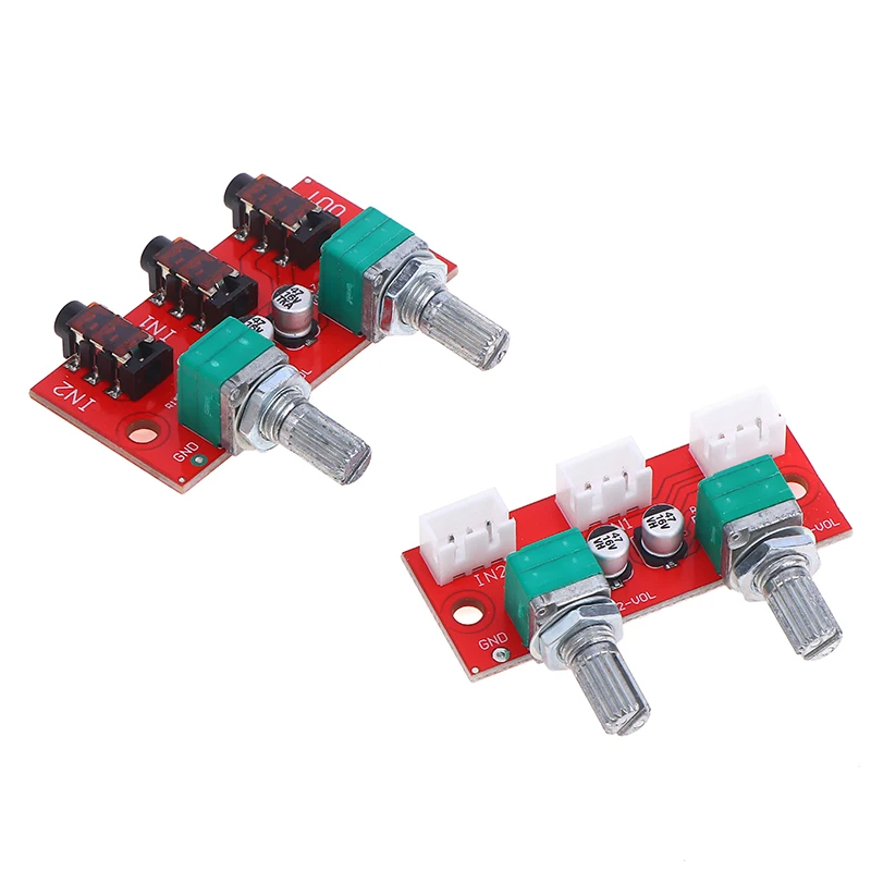 △ Dual Channel Stereo Passive Audio Mixing Board Signal Mixer 2 Way Input 1 Way Mixed Output - view 3