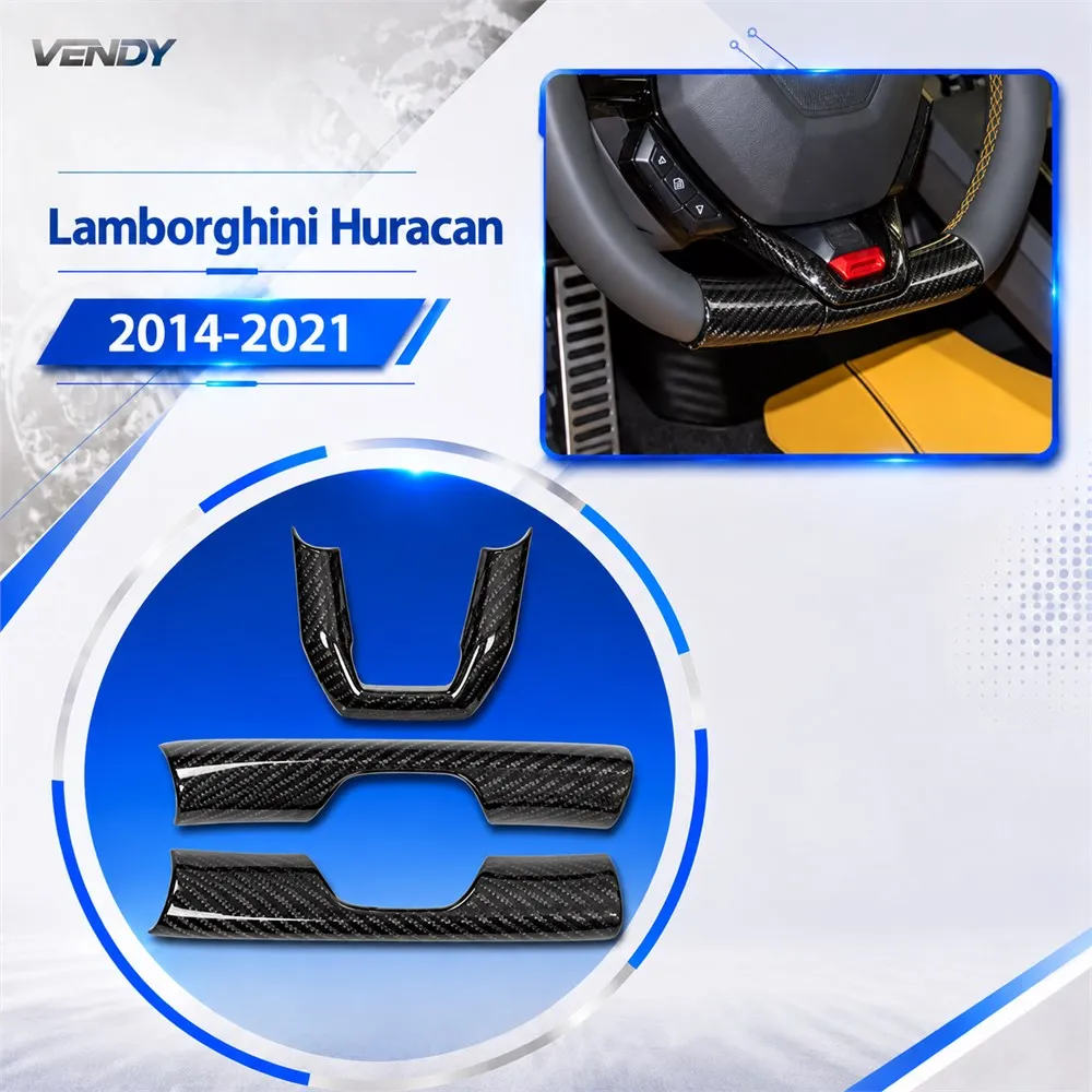 Real Carbon Fiber For Lamborghini Huracan LP580 LP610 2014-2021 Steering Wheel Bottom Sticker Interior Trim Cover Accessories