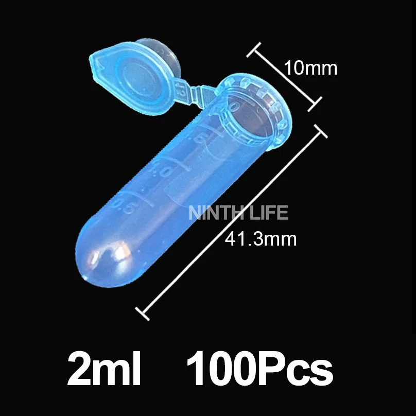 100pcs PP 2ml microcentrifuge หลอด centrifuge สีหลอดหมวกพลาสติก cryotube lab หลอดทดสอบสําหรับการทดลอง