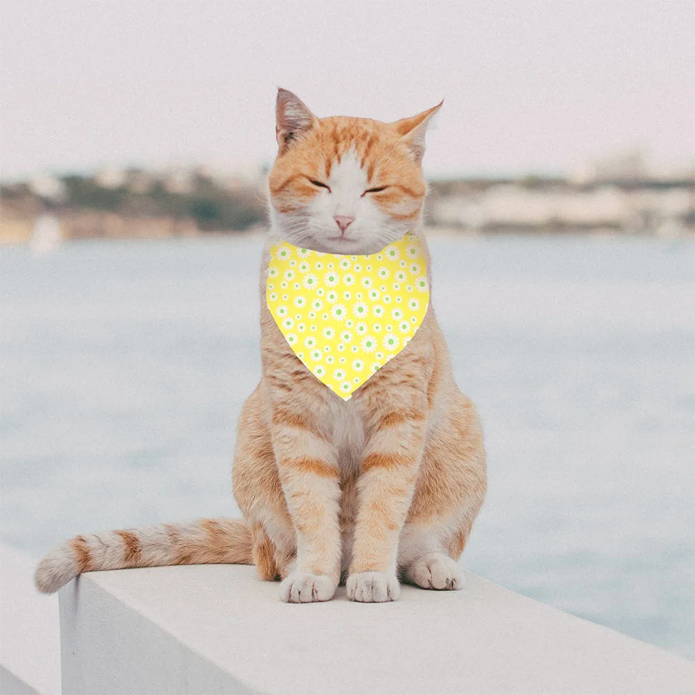 

Pet Dog Scarf Triangular B Yellow Flowers Boy Size Easy Clean Polyester Material Dog Party Supplies Costume