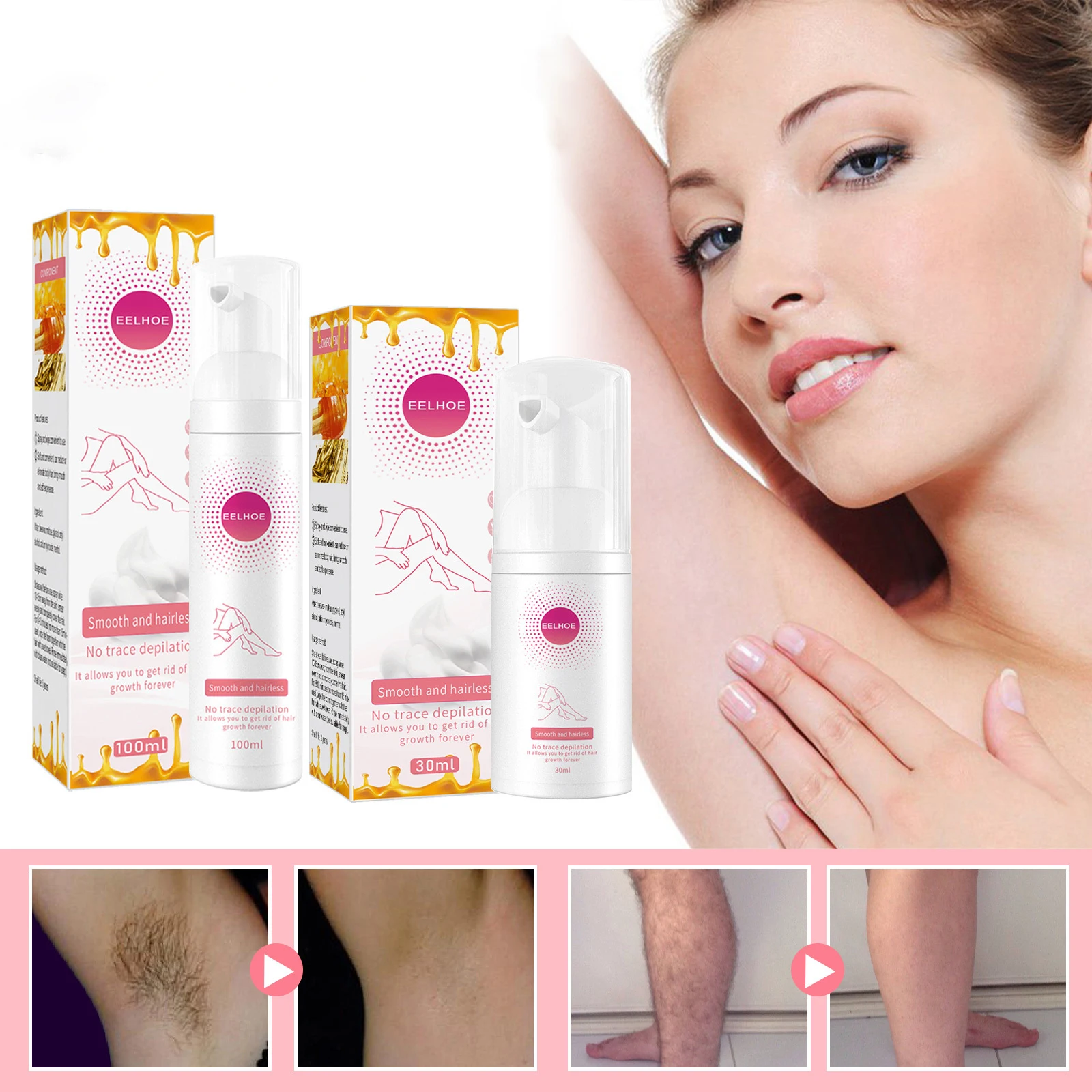 

Beeswax Hair Removal Mousse Painless Hair Removal Cream Spray For Armpit Body Bikini Legs Hair Remover Foam Hair Removal Tool